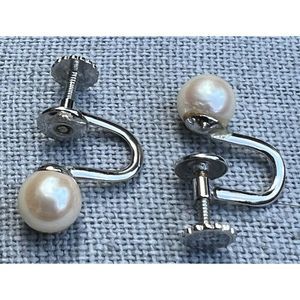 RARE Vtg Art Deco Antique Correct Dolan & Bullock 14K Pearl Screwback Earrings
